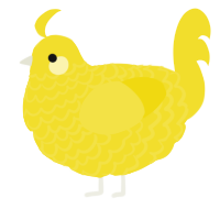 A yellow chicken with a lace pattern