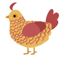 A honey and red chicken with a lace pattern