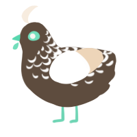 A bark and cream chicken with a half-lace pattern