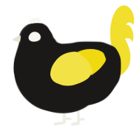A sable and yellow chicken