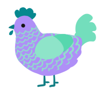 A lilac and mint chicken with a lace pattern
