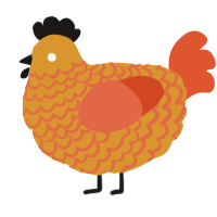A orange and vermilion chicken with a lace pattern