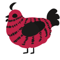 A crimson and sable chicken with a bar pattern