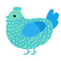 A mint and sky chicken with a lace pattern