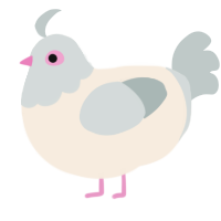 A cream and silver chicken with a head pattern