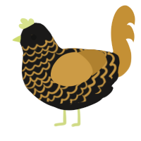 A sable and gold chicken with a lace pattern