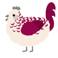 A cream and maroon chicken with a half-lace pattern