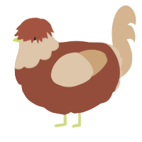 A russet and beige chicken with a head pattern