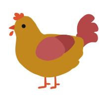 A ochre and red chicken