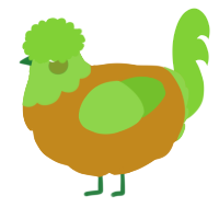 A ochre and grass chicken with a head pattern