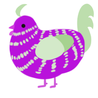 A amethyst and gluppy chicken with a bar pattern