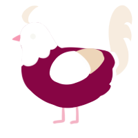 A maroon and cream chicken with a head pattern