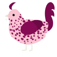 A rose and wine chicken with a speckle pattern