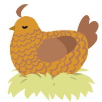 A orange and brown chicken with a lace pattern