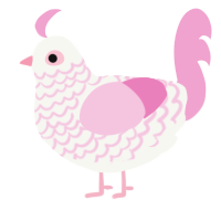 A white and pink chicken with a lace pattern