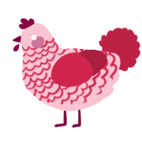 A rose and crimson chicken with a lace pattern