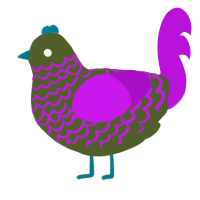 A olive and amethyst chicken with a lace pattern