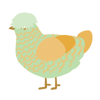 A gluppy and honey chicken with a lace pattern