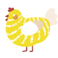 A yellow and cream chicken with a bar pattern