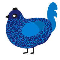 A navy and sapphire chicken with a double-lace pattern