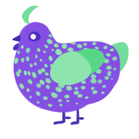 A blurple and spring chicken with a speckle pattern