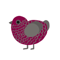 Crushed Velvet, a maroon and grey chicken with a lace pattern