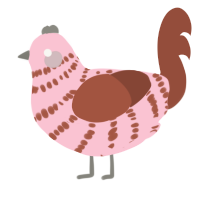 A rose and russet chicken with a bar pattern