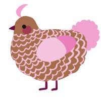A brown and pink chicken with a lace pattern