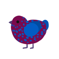 Wildberry, a wine and ultramarine chicken with a speckle pattern