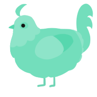 A mint chicken with a head pattern