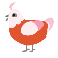 A vermilion and rose chicken with a head pattern