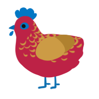 A crimson and gold chicken with a half-lace pattern