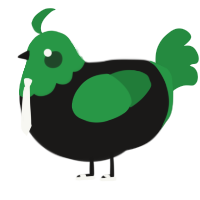 A sable and viridian chicken with a head pattern