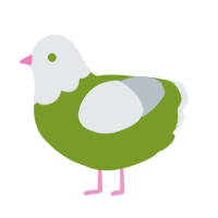 A chartreuse and mist chicken with a head pattern