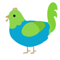 fritz, a cerulean and grass chicken with a head pattern