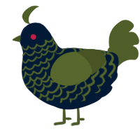 A tumblr and olive chicken with a lace pattern