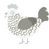 A white and ash chicken with a lace pattern