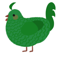 A viridian and leaf chicken with a lace pattern