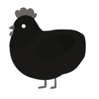 A sable and black chicken with a head pattern