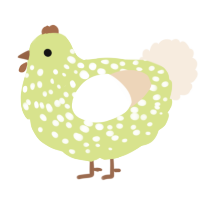 A lemon and cream chicken with a speckle pattern