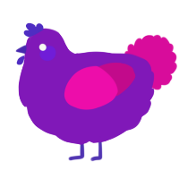 A violet and fuchsia chicken