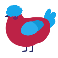A crimson and sky chicken