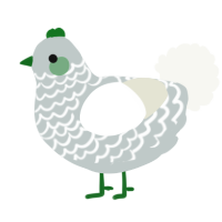 A silver and white chicken with a lace pattern