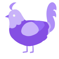 A blurple and lilac chicken with a head pattern