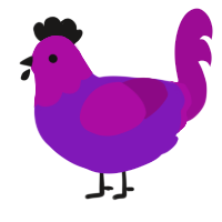 A violet and plum chicken with a head pattern