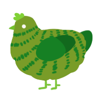 A chartreuse and leaf chicken with a bar pattern