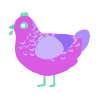 Funtime Clown, a orchid and lilac chicken with a half-lace pattern