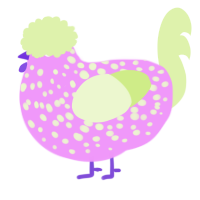 A lavender and apple chicken with a speckle pattern