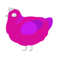A fuchsia and amethyst chicken with a neck-band pattern