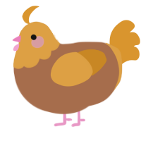 A brown and orange chicken with a head pattern